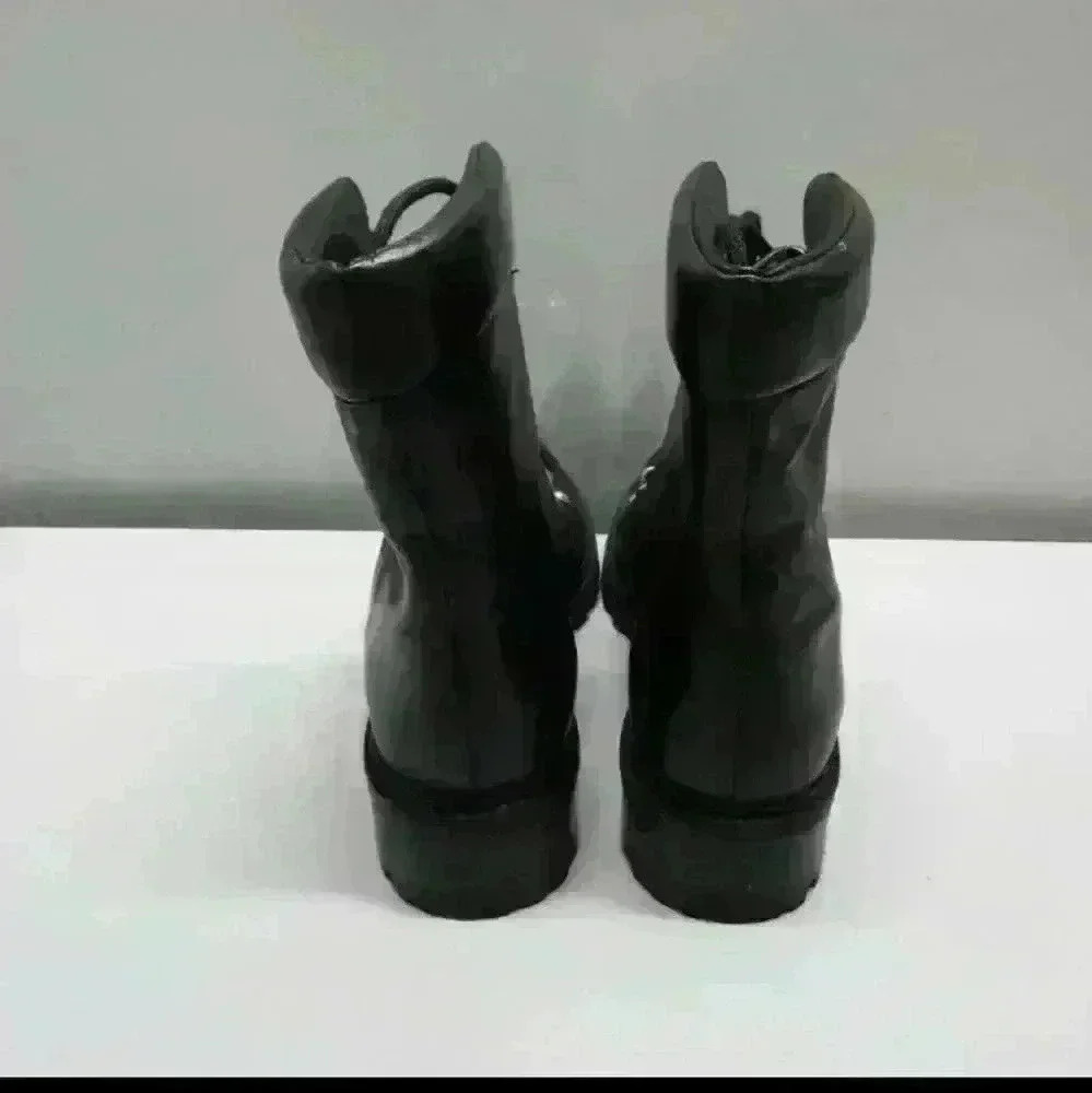 Schutz Women's US 6.5 B Jayne Soft Lightweight Leather Combat Boots Black - Picture 6 of 10